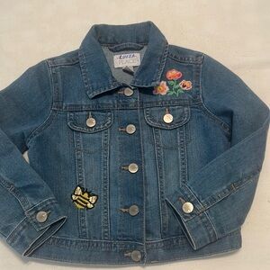 Kids Denim Jacket with Embroidered Patches - Blue